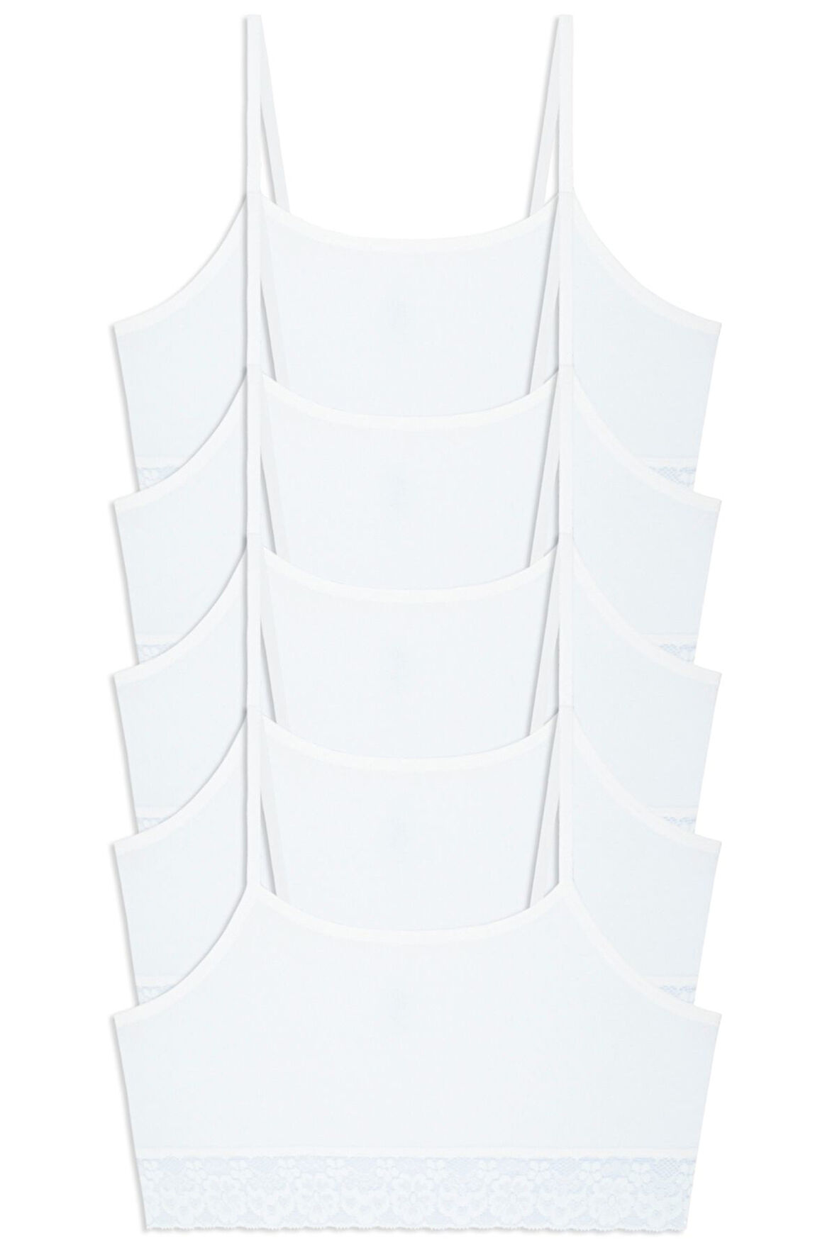 Kız Çocuk Ip Askılı Eteği Dantelli 5li Sporcu Bustiyer Beyaz