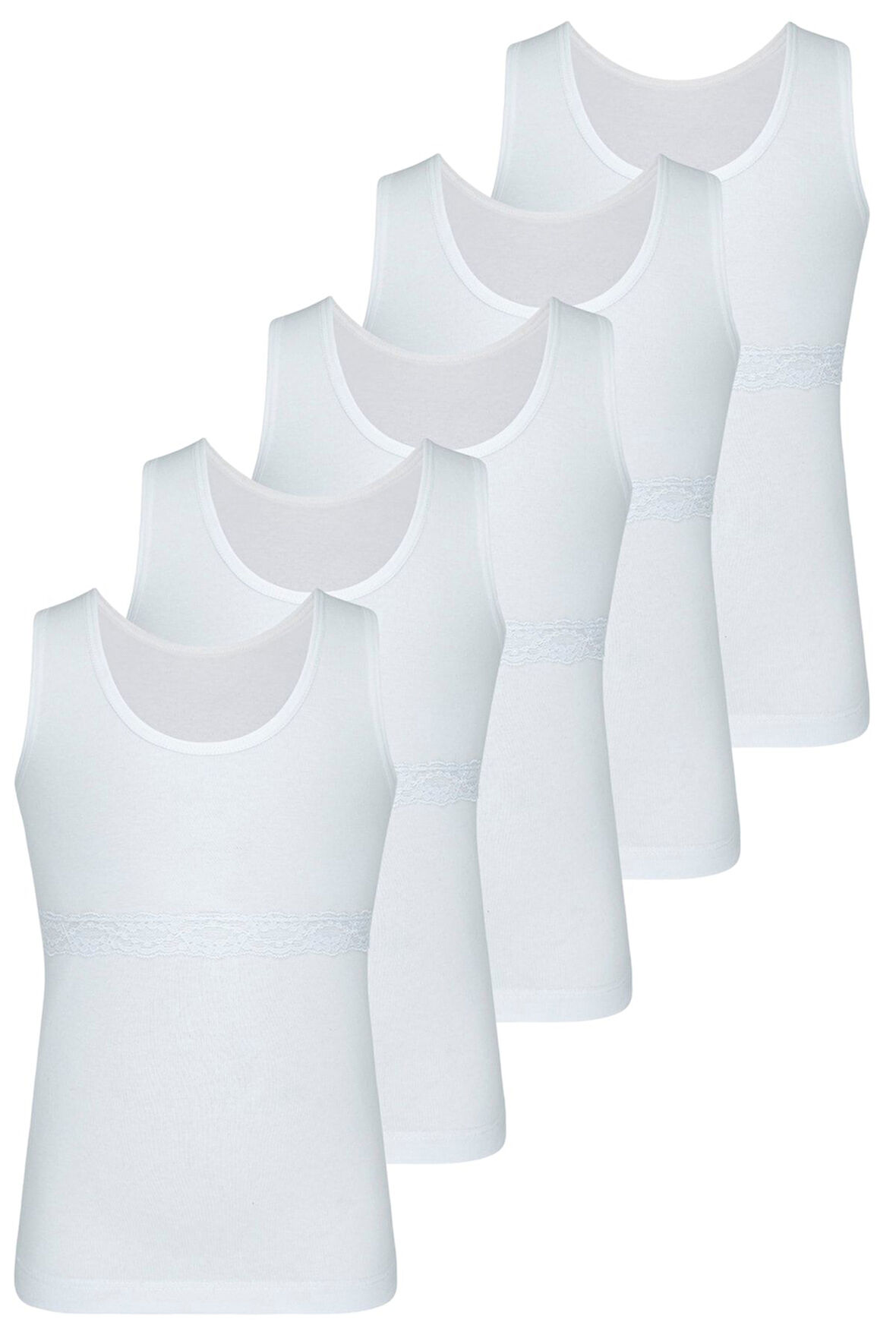 Kız Çocuk Atlet 5li Paket Beyaz Renk