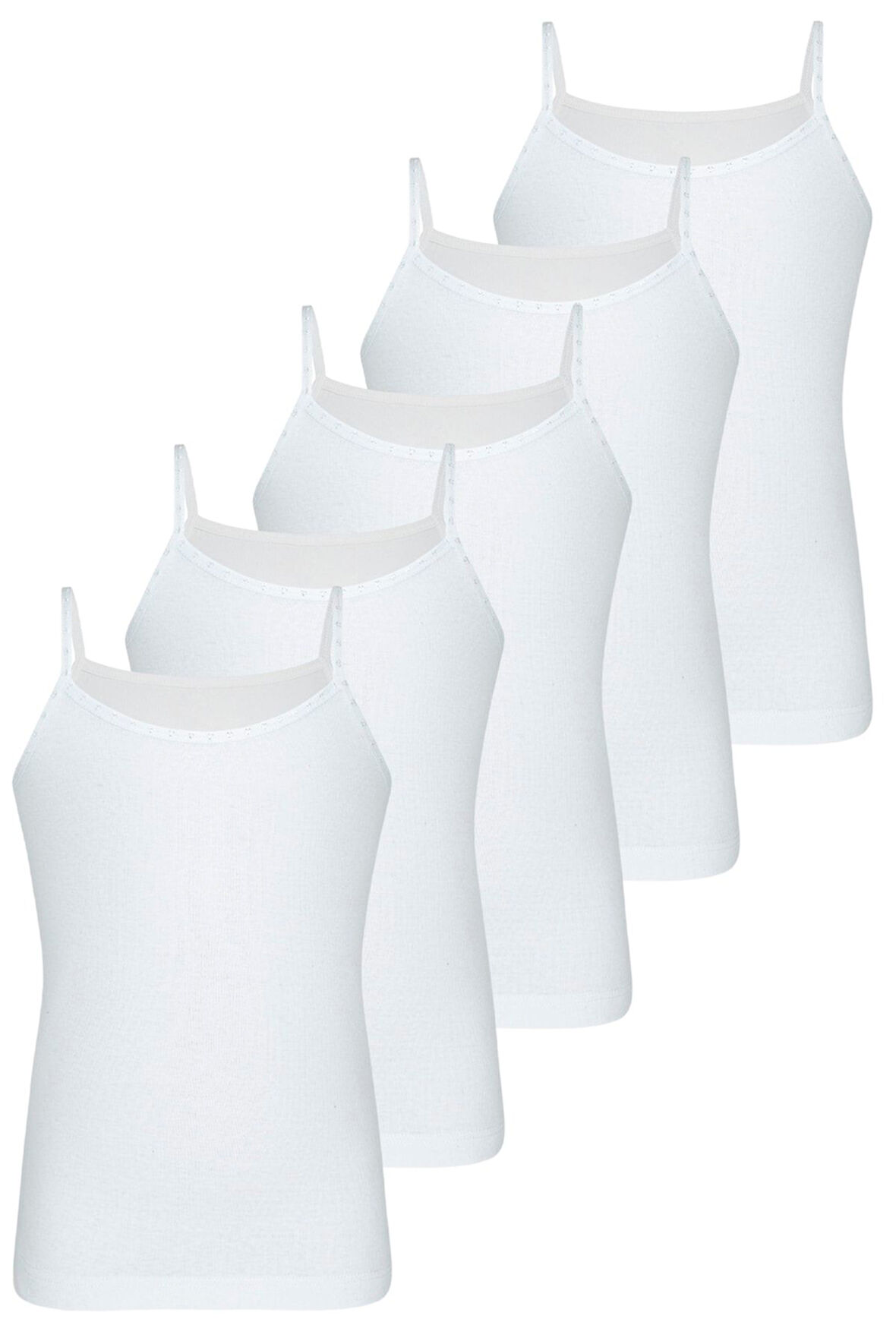 Kız Çocuk Ip Askılı Beyaz Renk 5li Atlet