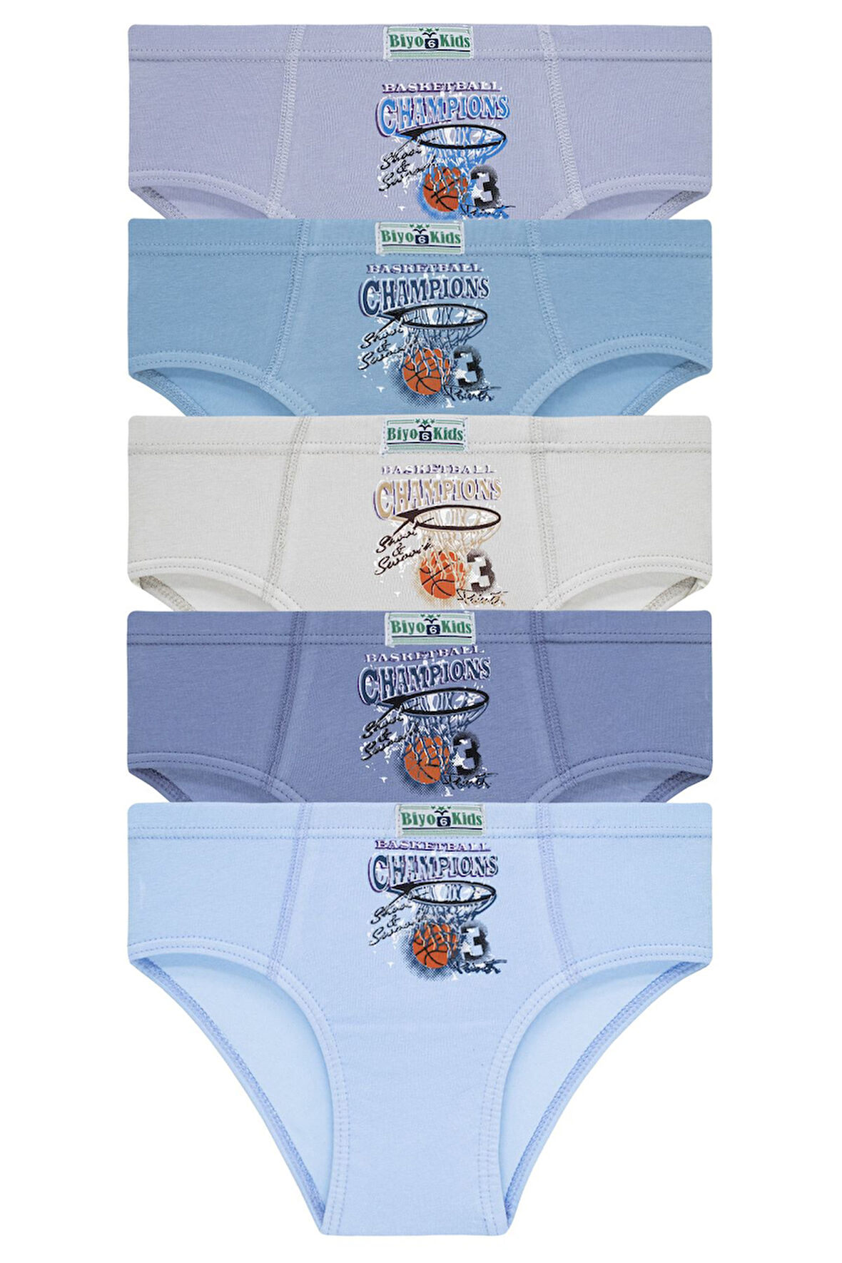 Erkek Çocuk 5'li Paket Renkli Slip Külot - Basketbol -