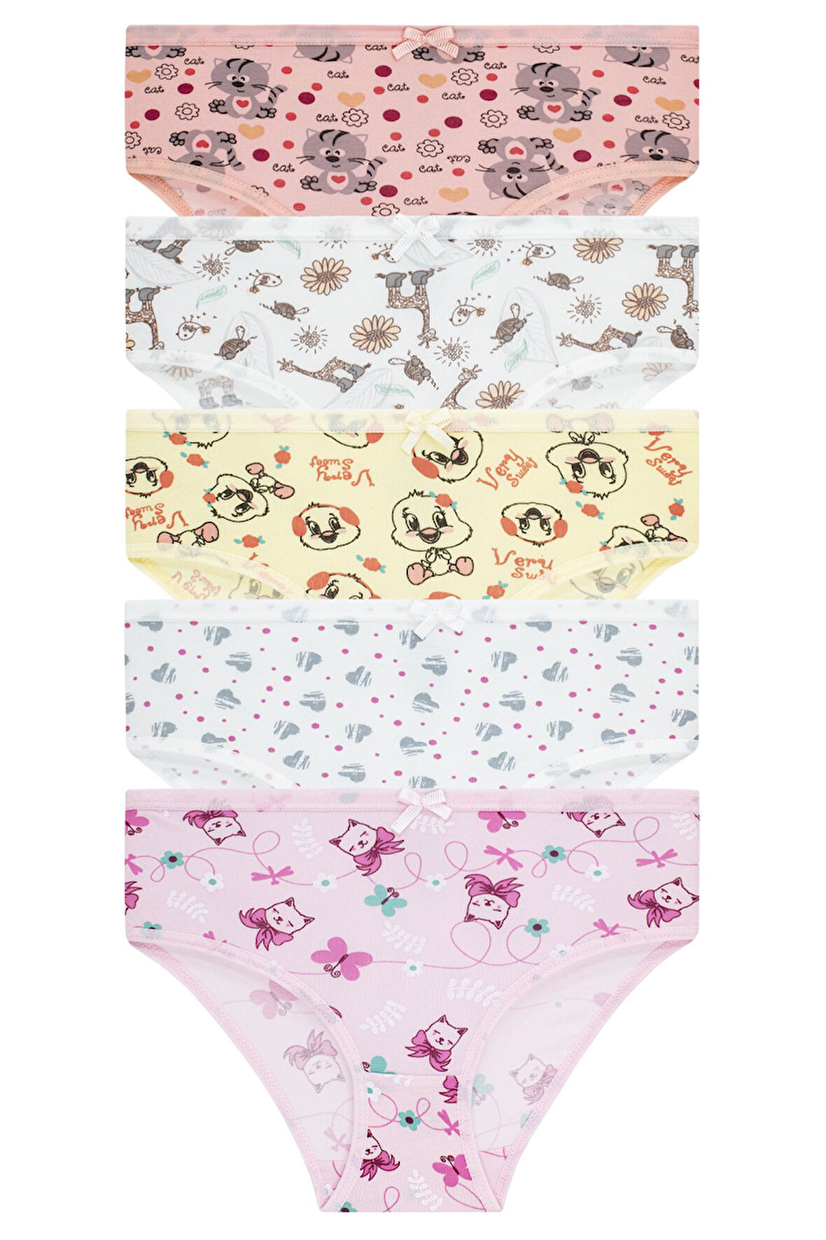 Kız Çocuk 5'li Paket Renkli Slip Külot