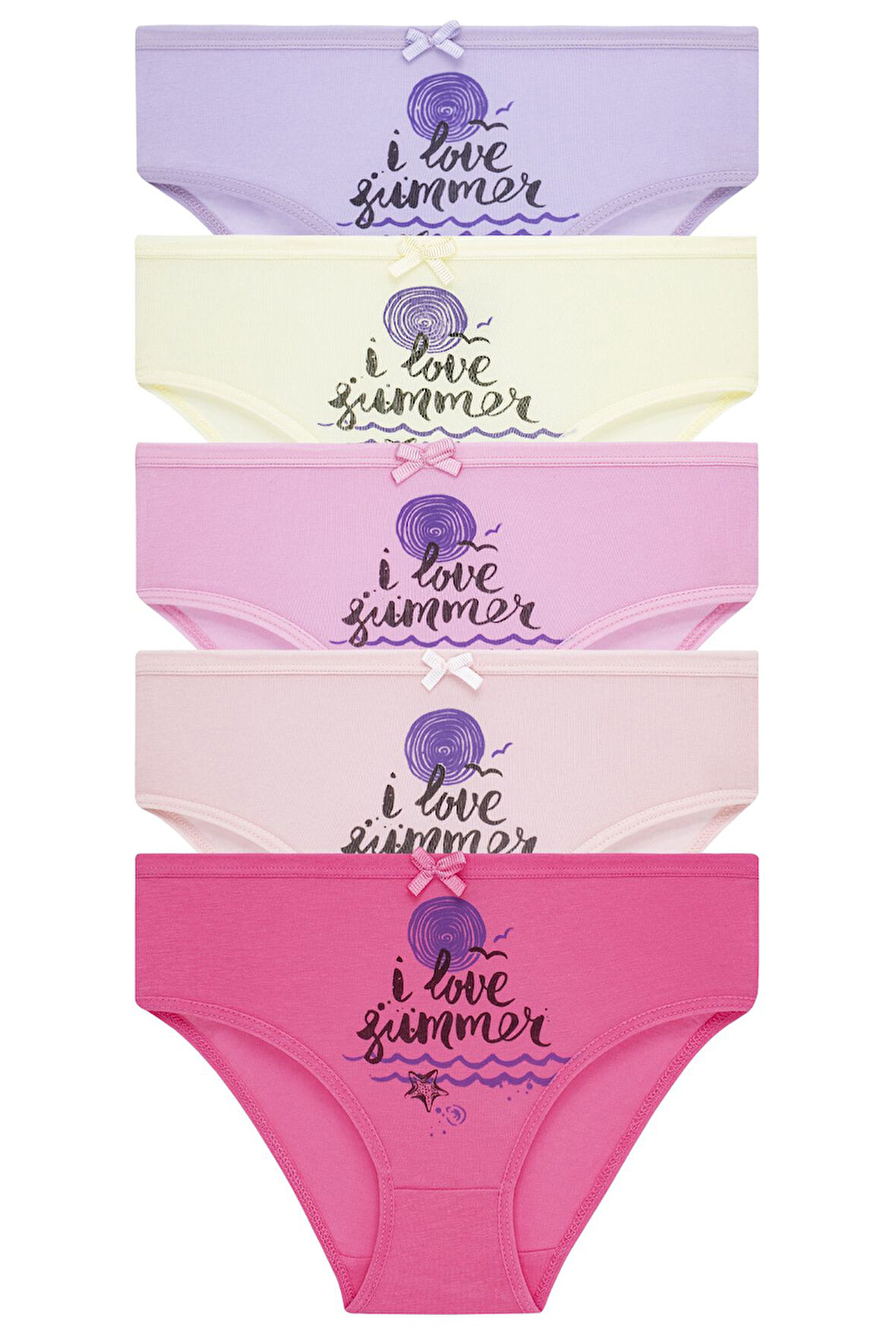 Kız Çocuk 5'li Paket Renkli Slip Külot