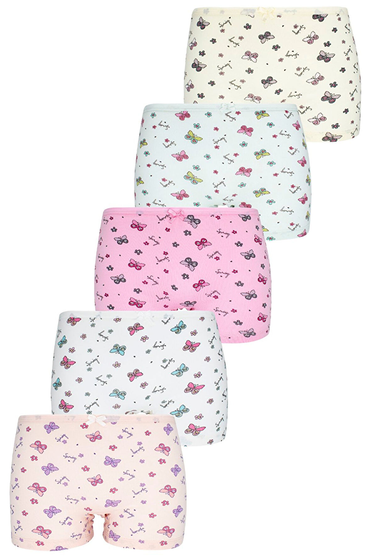 Kız Çocuk Boxer 5 Li Paket Karışık Renk Baskılı Boxer Byo1842