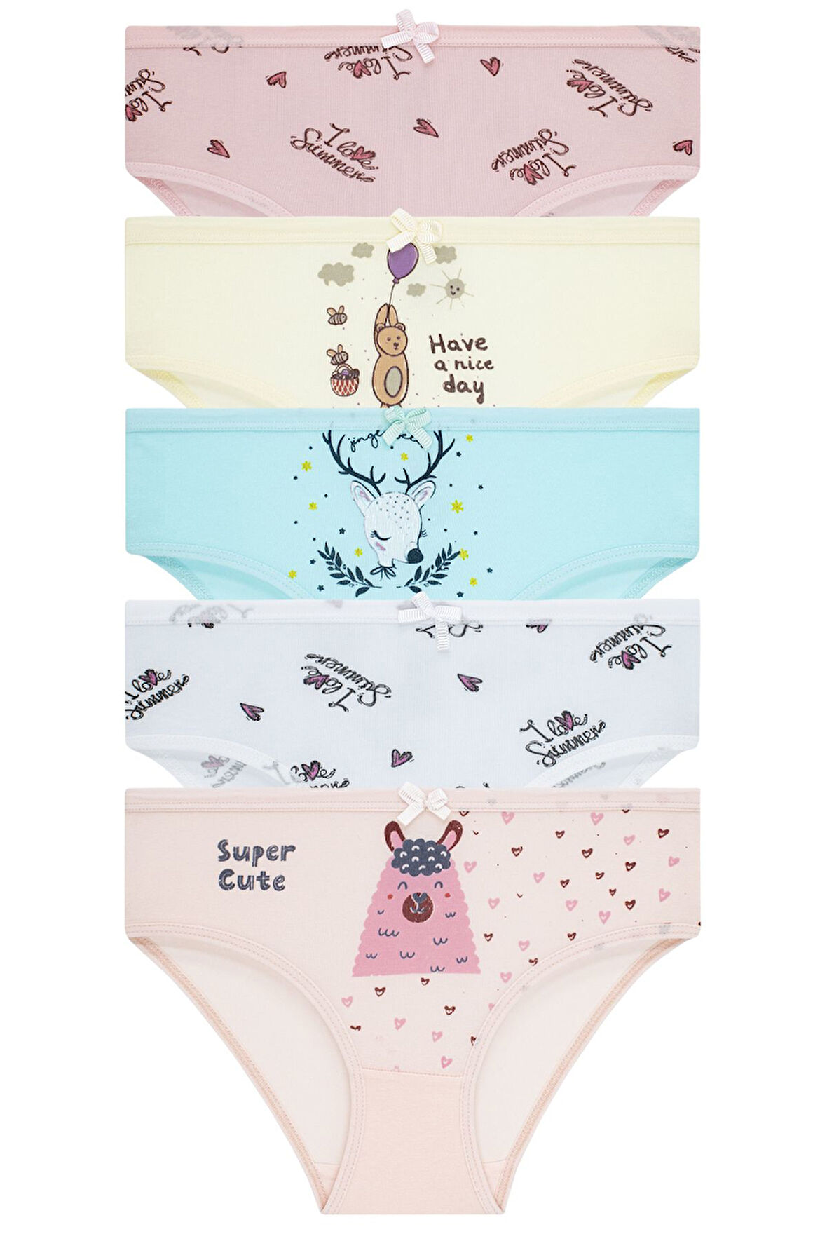 Kız Çocuk 5'li Paket Renkli Slip Külot