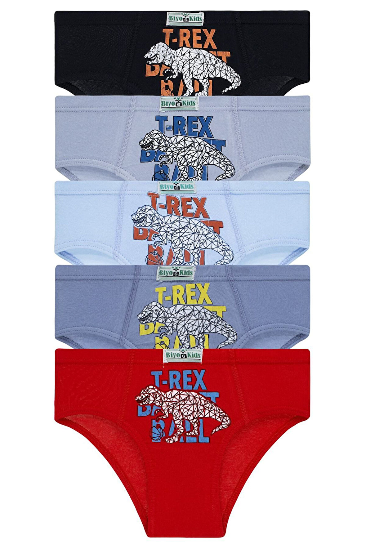 Erkek Çocuk 5'li Paket Renkli Slip Külot - T-rex -