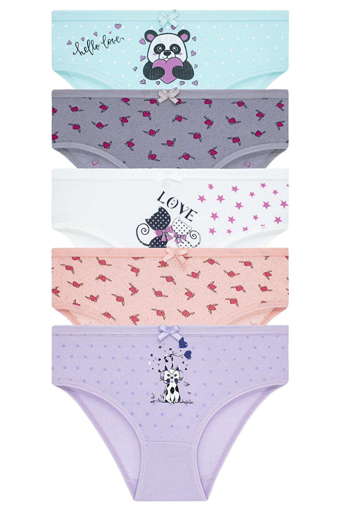 Kız Çocuk 5'li Paket Renkli Slip Külot