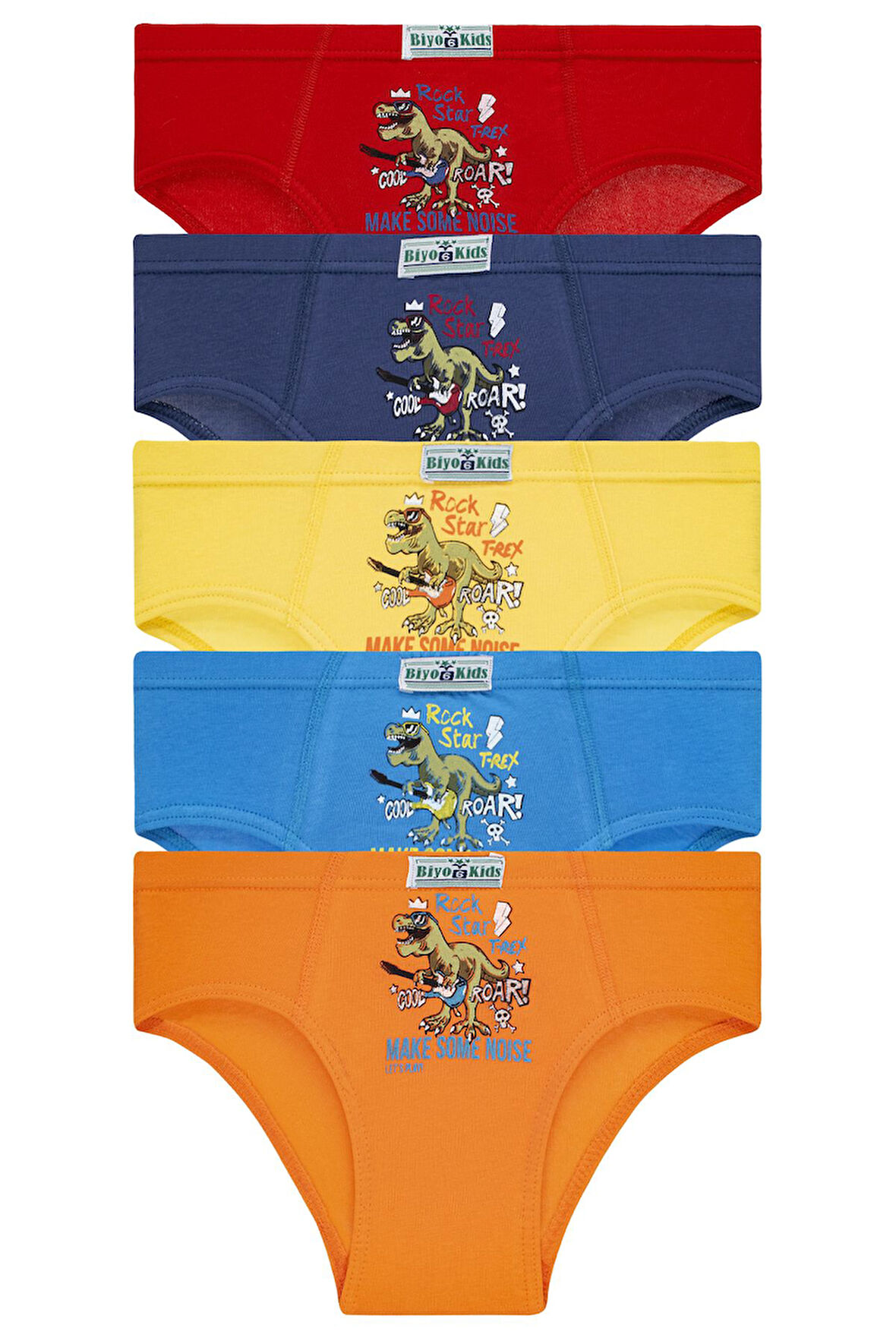 Erkek Çocuk 5'li Paket Renkli Slip Külot - Rockstar Dino -