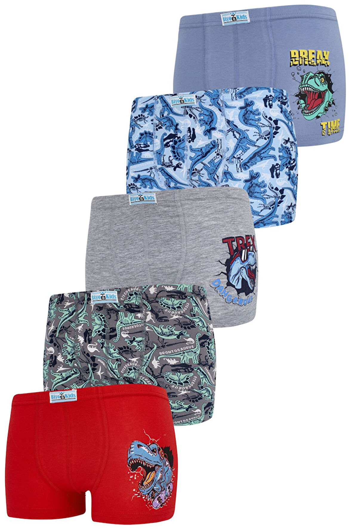 Erkek Çocuk Boxer 5 li Paket Karışık Renk Byo2594