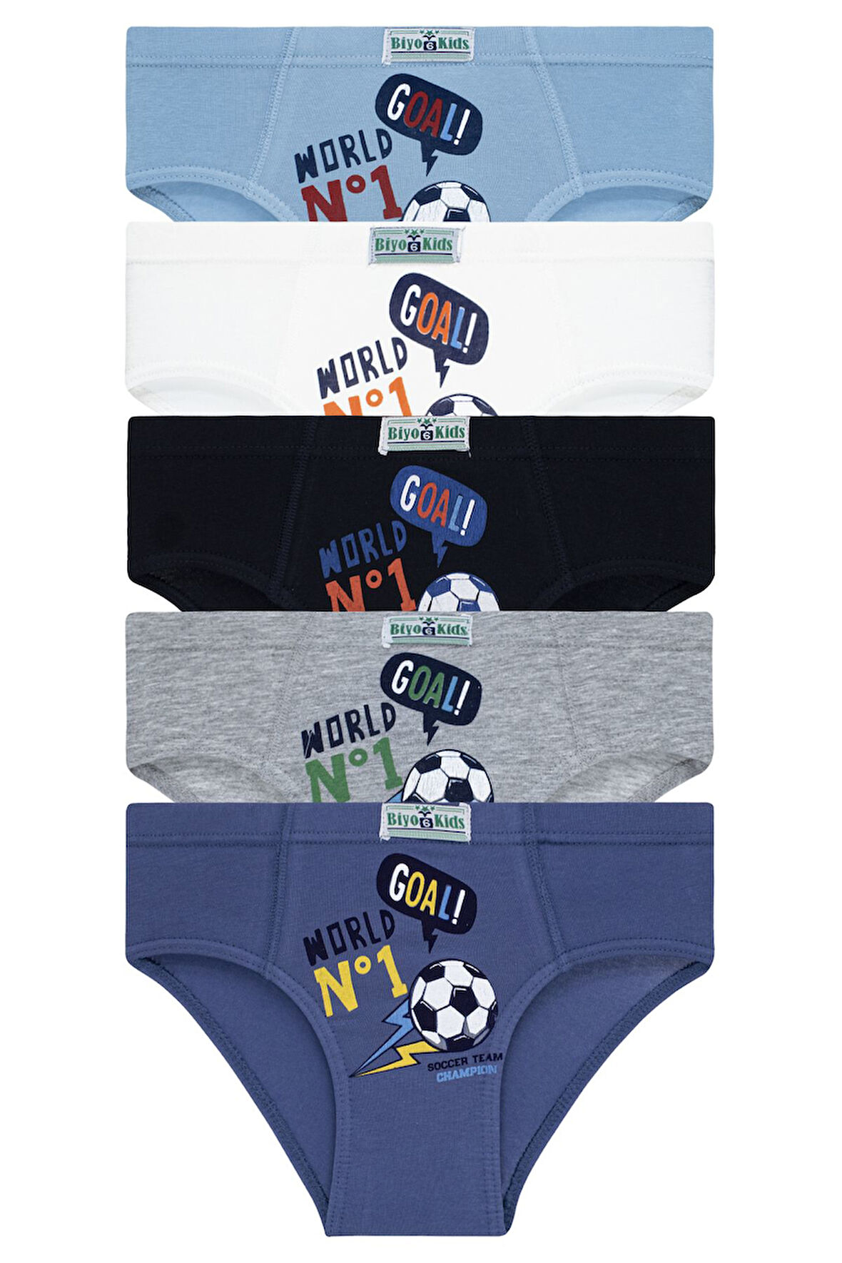 Erkek Çocuk 5'li Paket Renkli Slip Külot - Futbol -