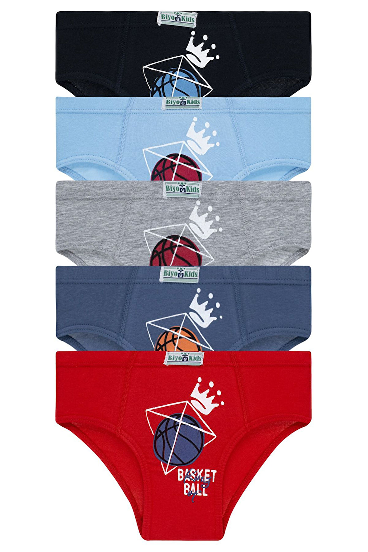Erkek Çocuk 5'li Paket Renkli Slip Külot - Basketbol -