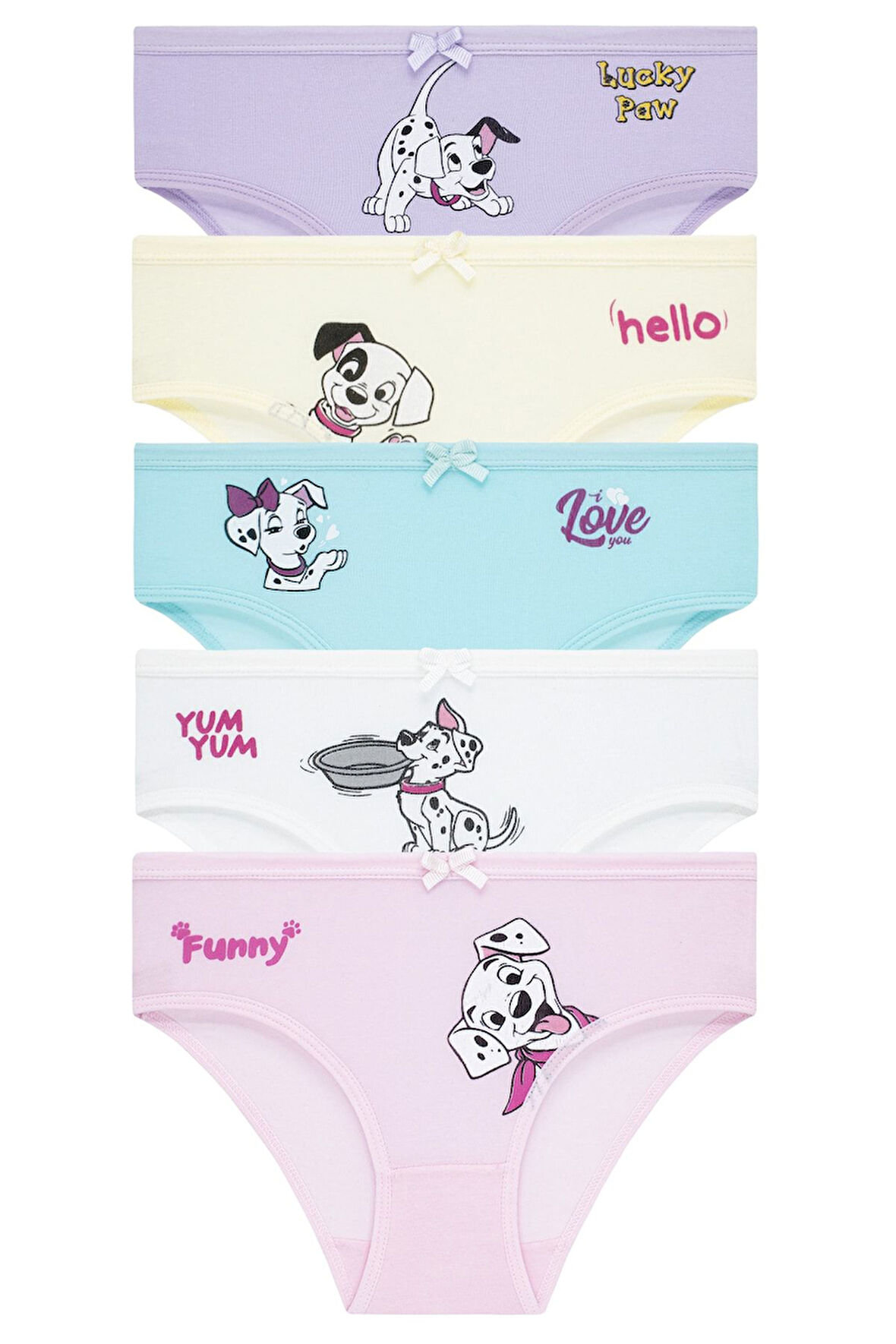 Kız Çocuk 5'li Paket Renkli Slip Külot - Sevimli Köpekler -