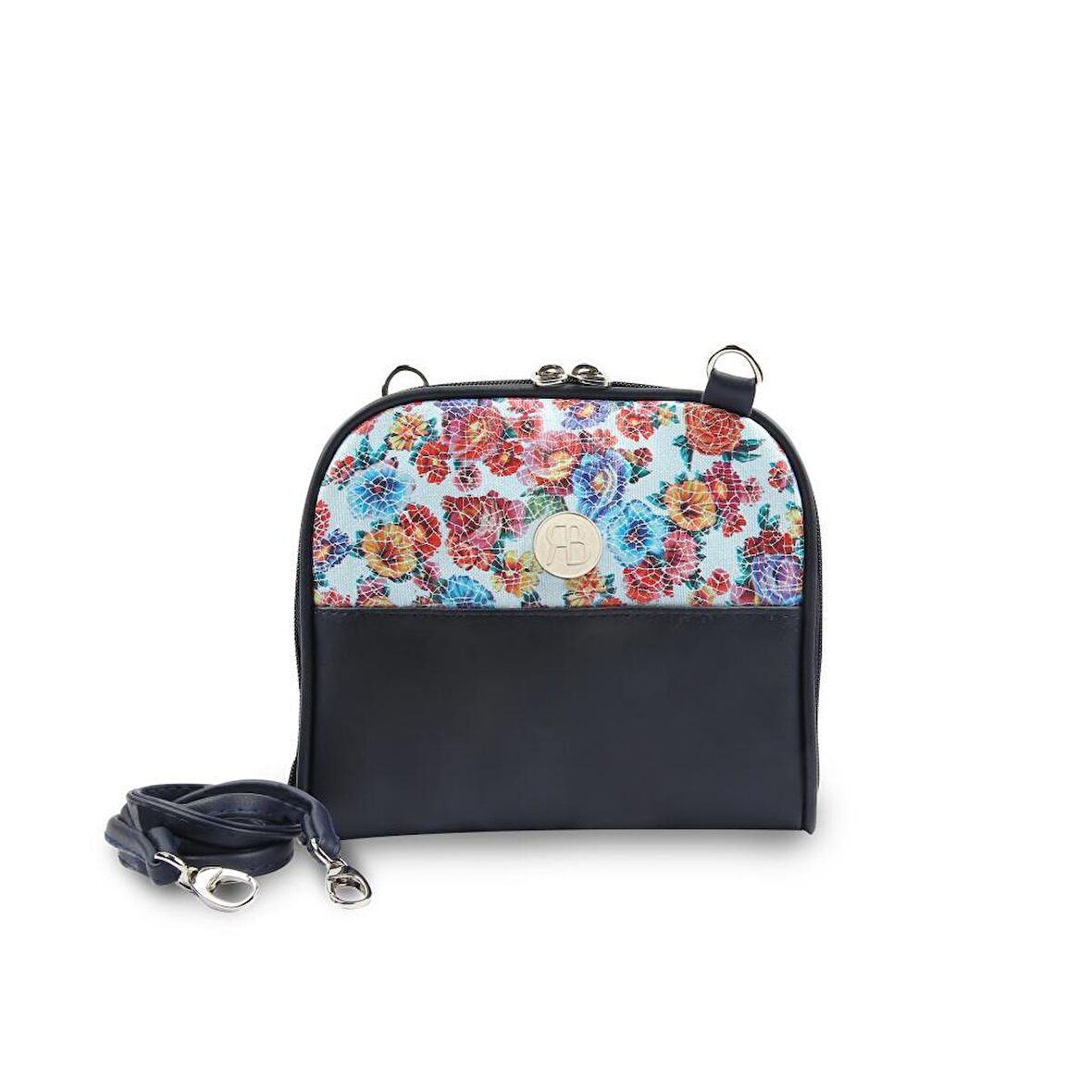 Rollbab Navy Blue Flowered Büyüyebilen Çanta