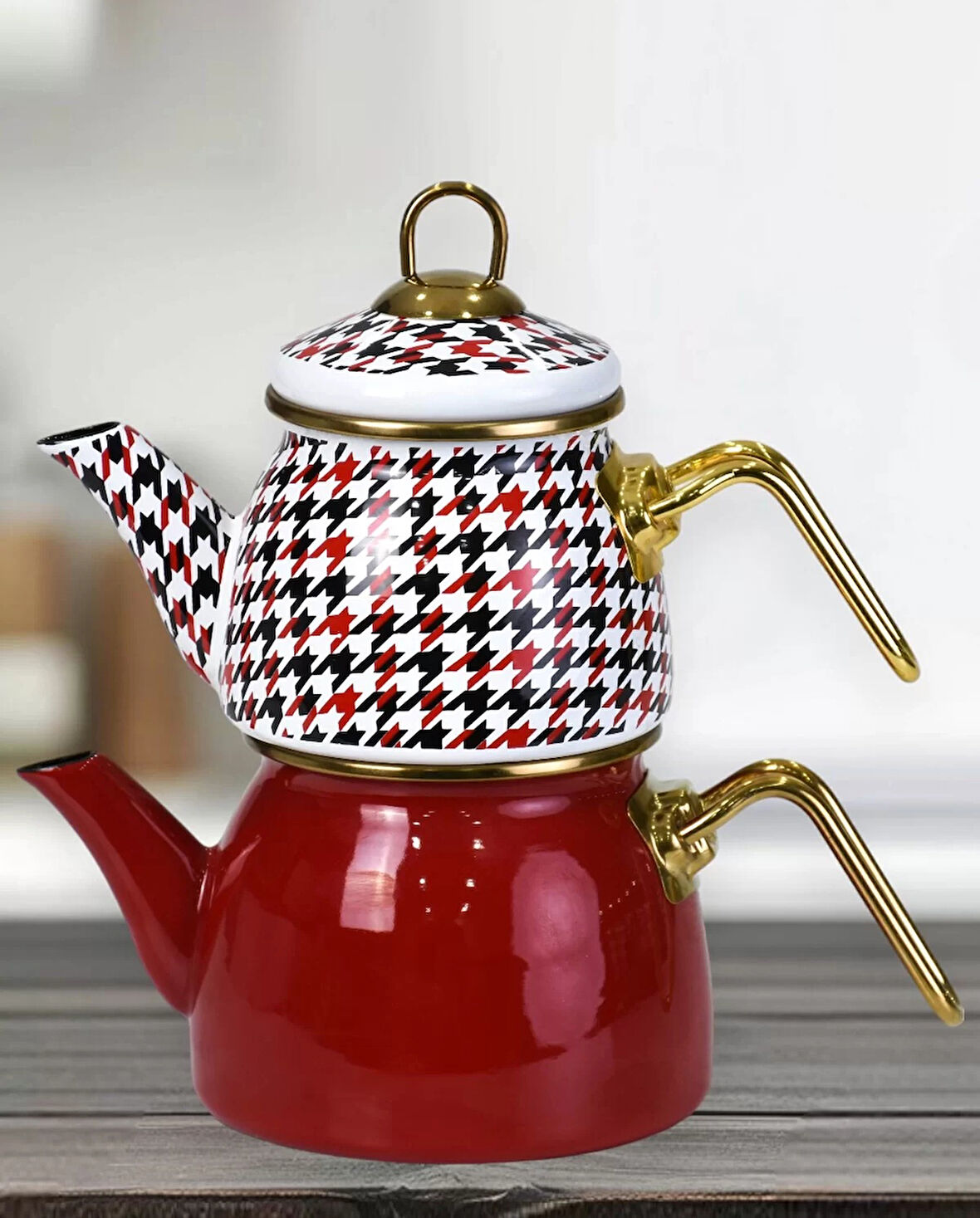 Pr Home Forte Red Emaye Çaydanlık Takımı