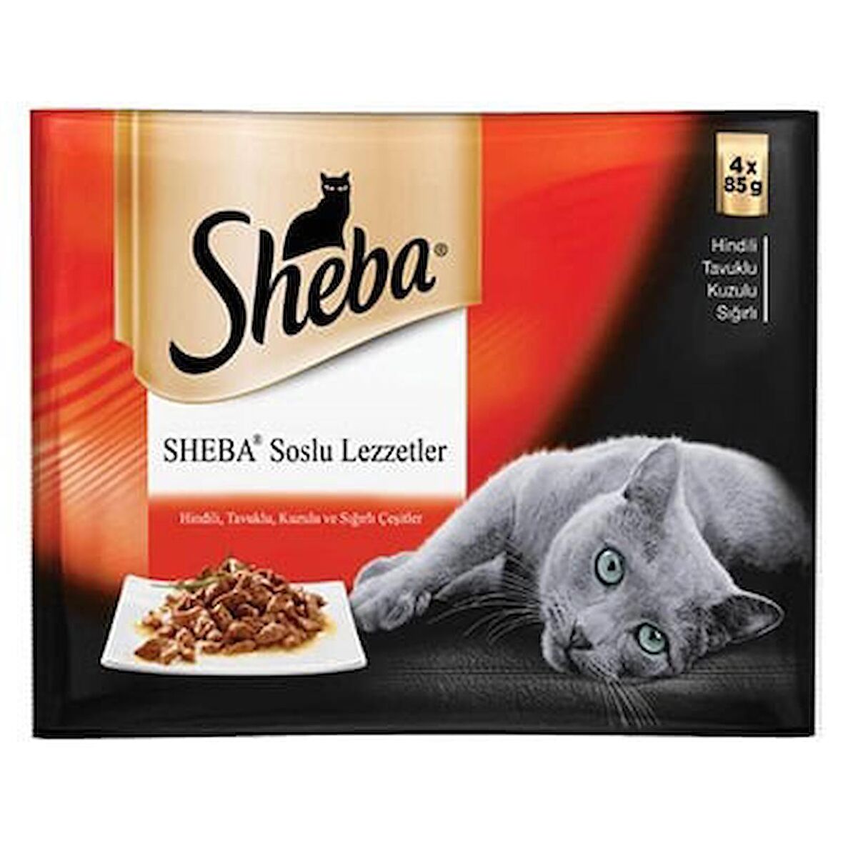 Sheba Cuisine Etli Çeşitler Konserve Kedi Maması 4x85 Gr