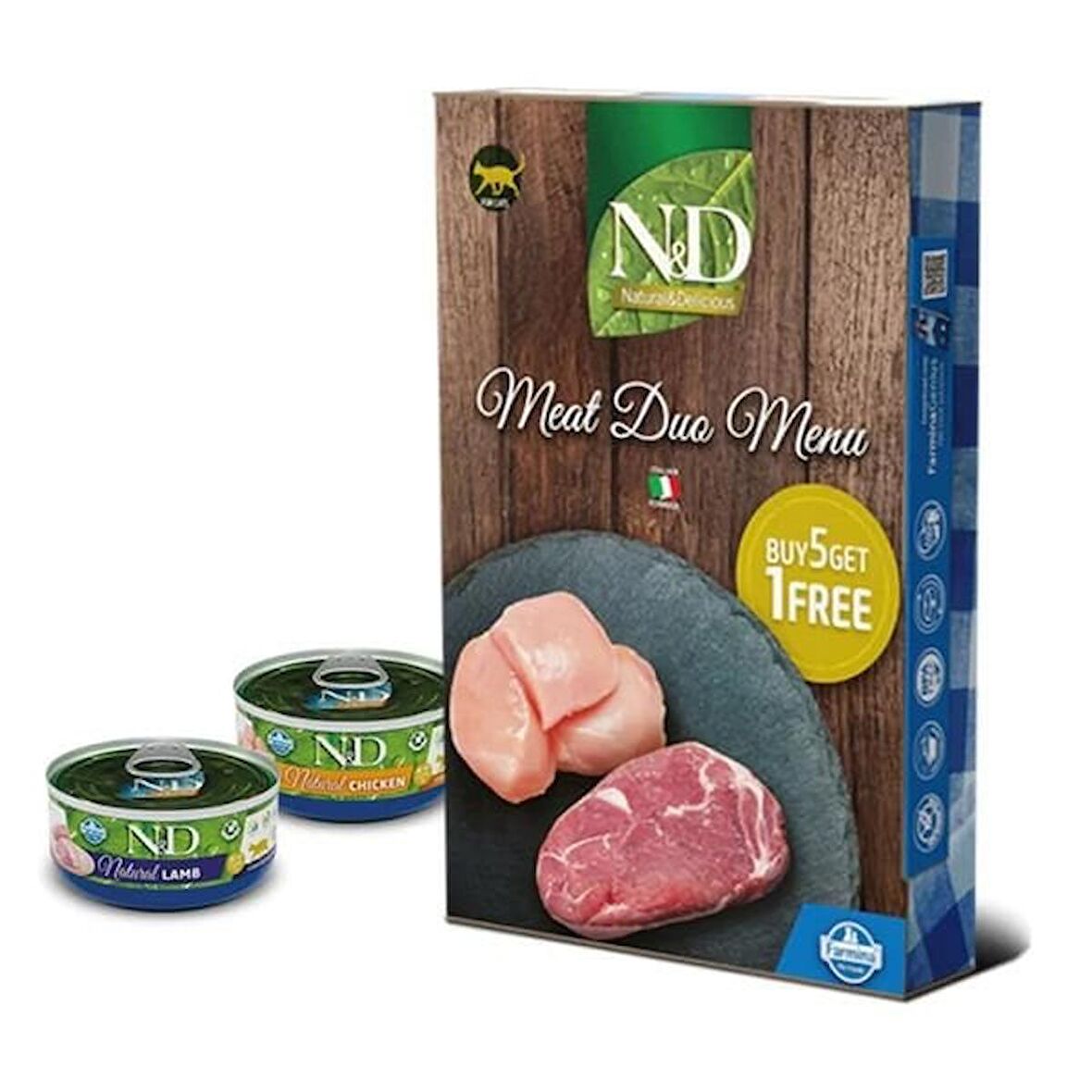 N&D Meat Duo Menu Tavuklu ve Kuzu Etli Yetişkin Kedi Konservesi 70 Gr 6 Al 5 Öde