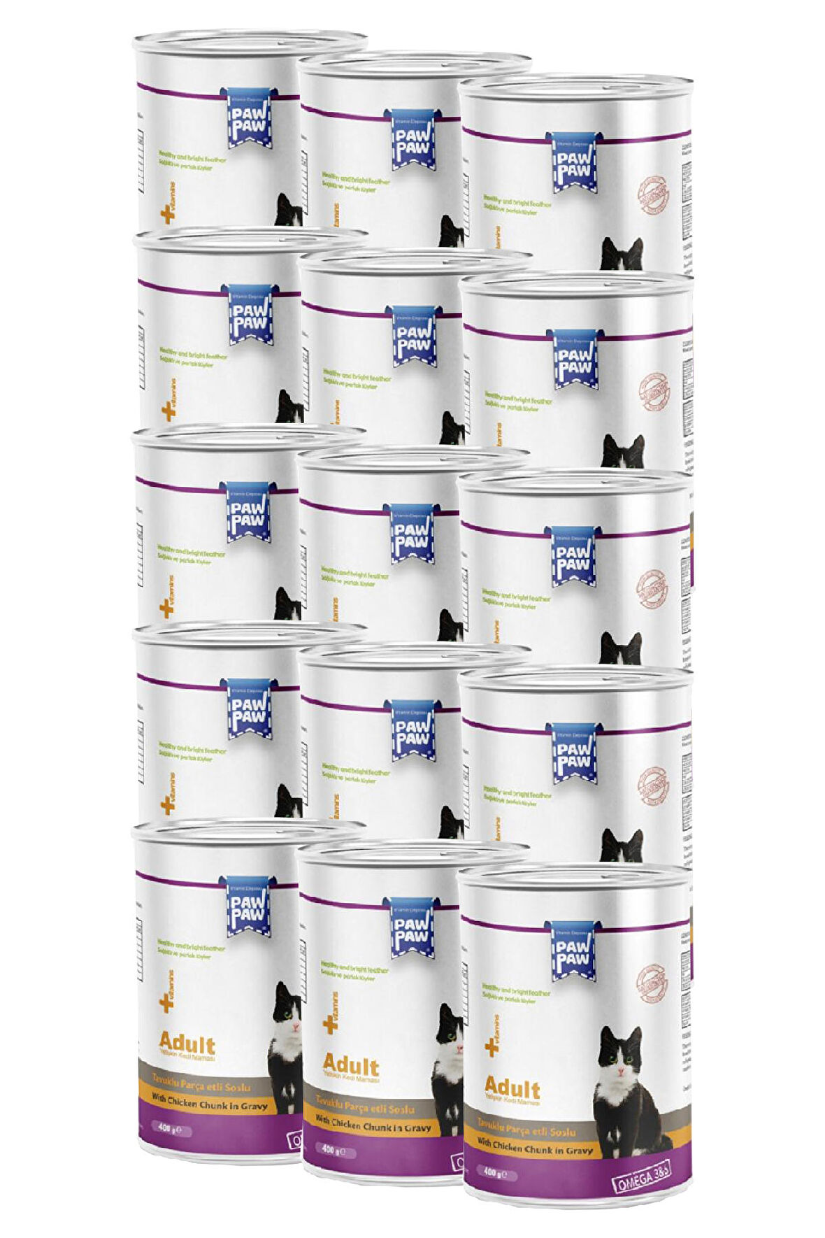 Pawpaw Tavuk Etli Yetişkin Kedi Konserve 400grx15