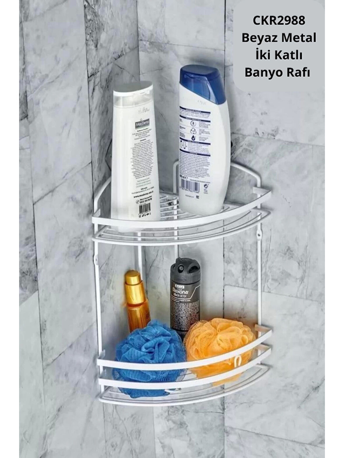 Cooker CKR2988 Beyaz Metal İki Katlı Banyo Rafı