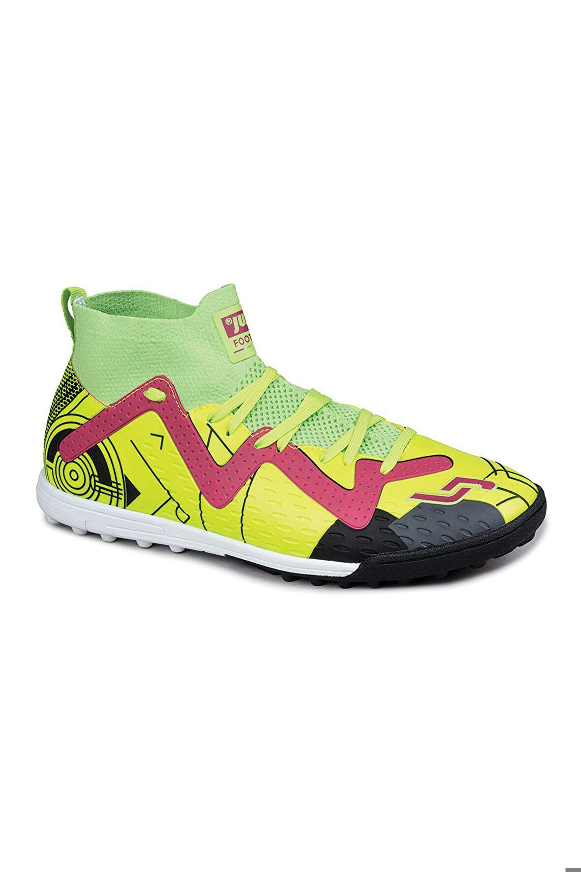 Jump 29683 Genç Çocuk Çoraplı Halı Saha Ayakkabı Neon Yeşil - Fuşya