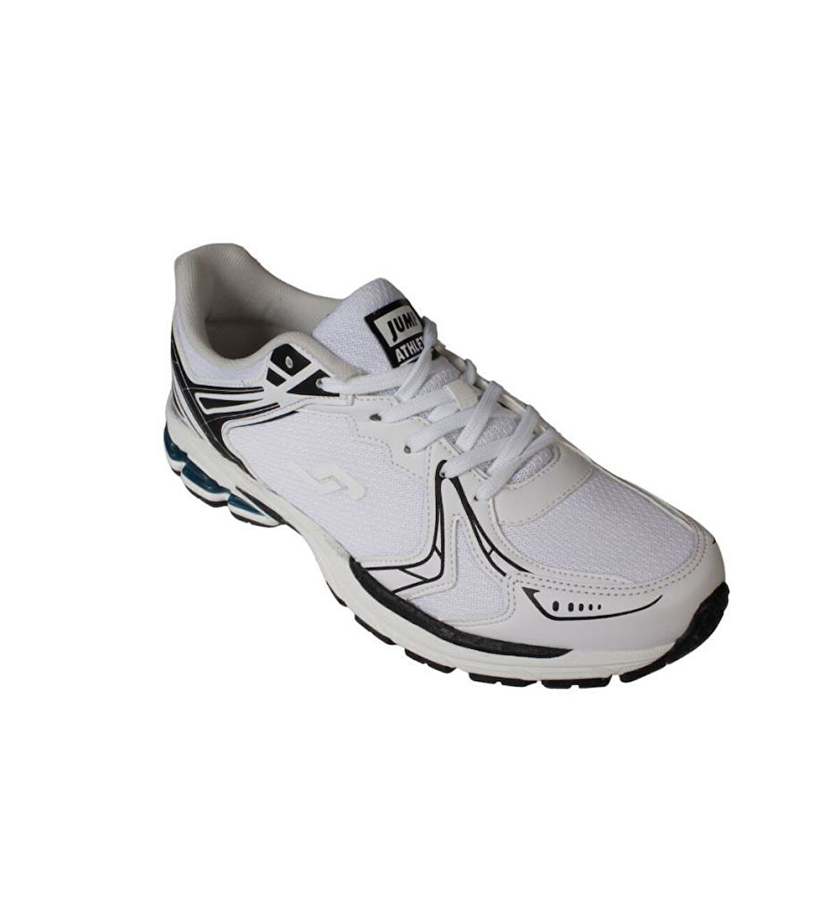 JUMP Erkek Siyah Beyaz Gri Fileli Memory Kalın Taban Koşu Yürüyüş Spor Ayakkabı