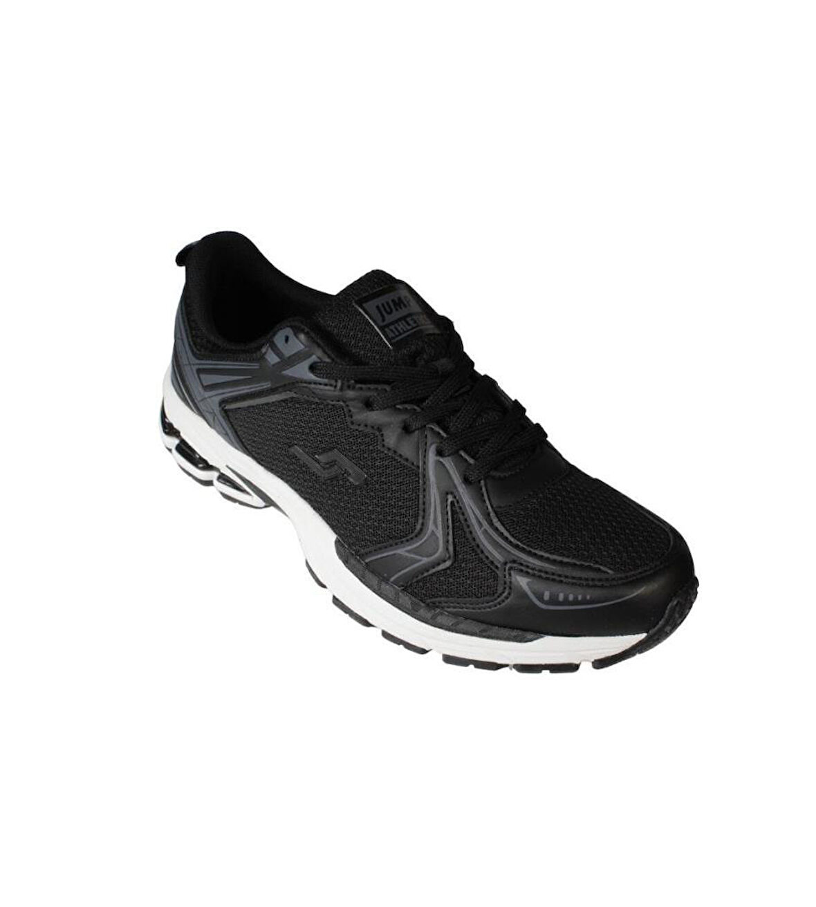 JUMP Erkek Siyah Beyaz Gri Fileli Memory Kalın Taban Koşu Yürüyüş Spor Ayakkabı