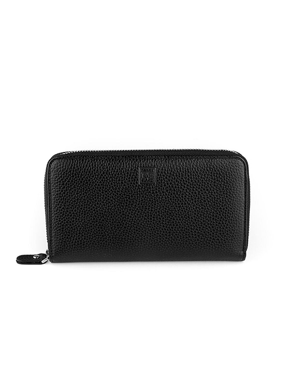 Femascu 8002 Zip Wallet Fermuarlı Parlak Siyah Hakiki Deri Kadın Cüzdanı