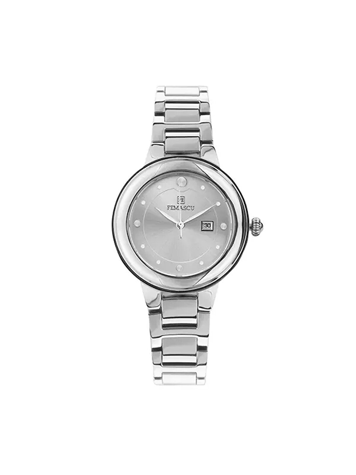 Femascu 8411 Kadın Kol Saati – Gümüş Kasa – Paslanmaz Çelik Kordon – 5 ATM Su Geçirmez