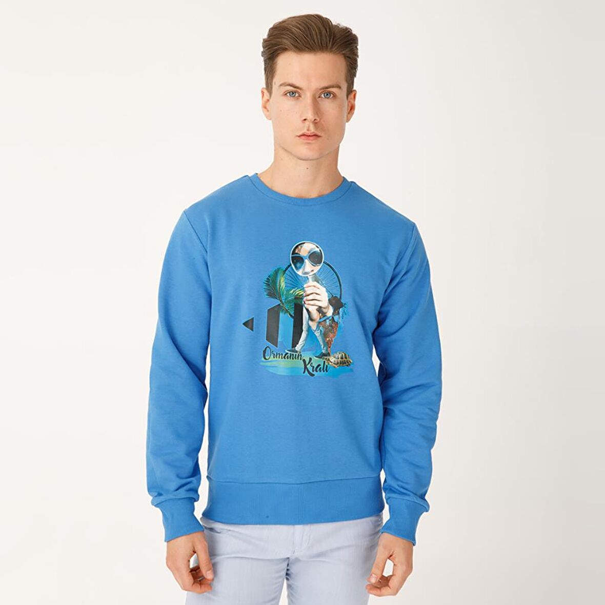 Biggdesign Nature Ormanın Kralı Erkek Sweatshirt Lacivert-M