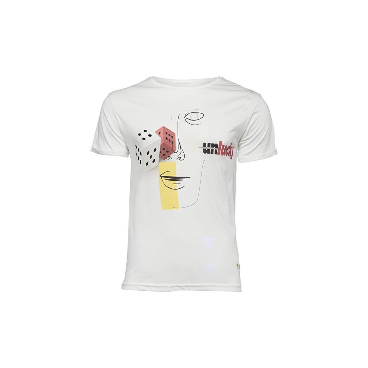 Biggdesign Faces Lucky Erkek T-Shirt Beyaz-M