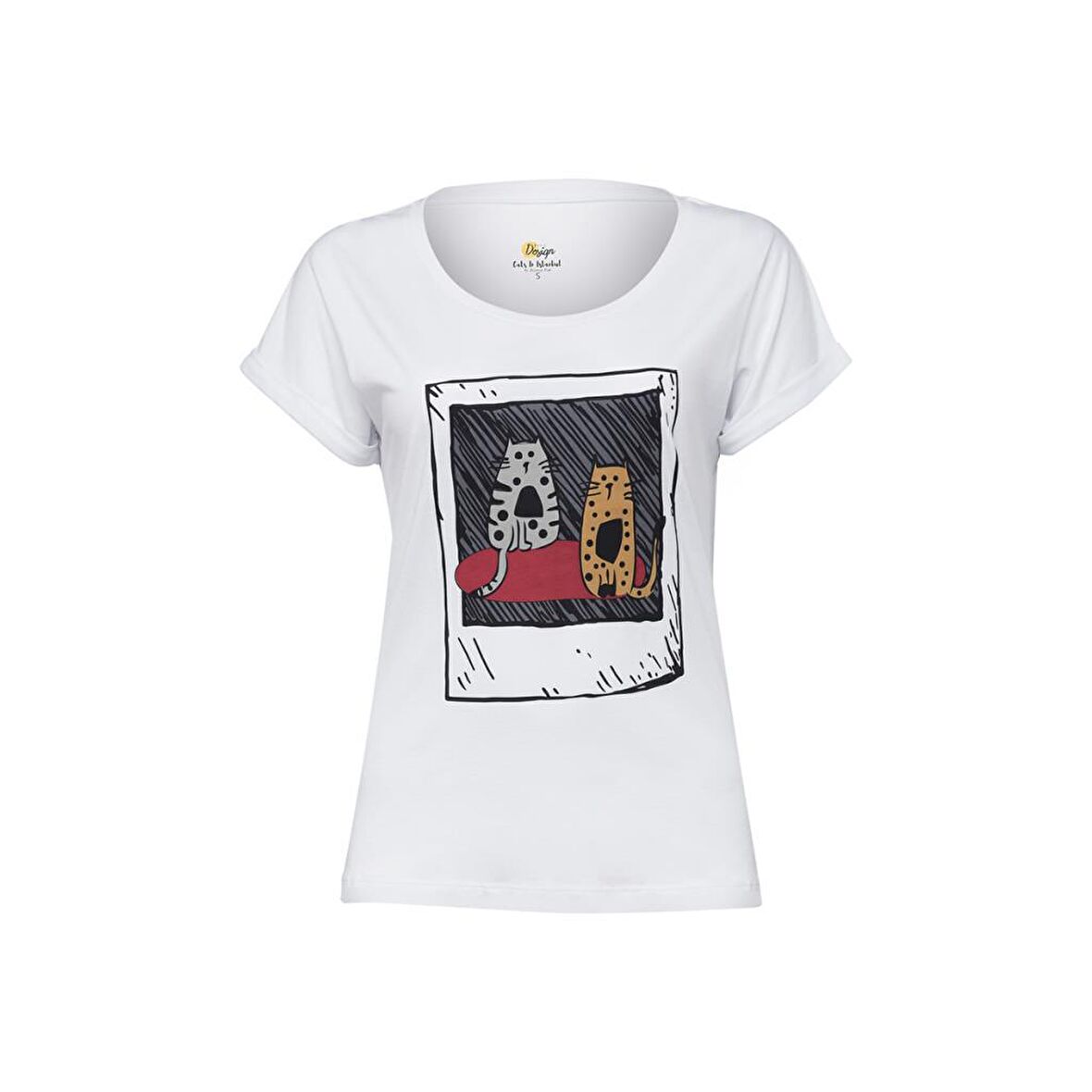 Biggdesign Kedi Fotoğraf T-Shirt Beyaz-M