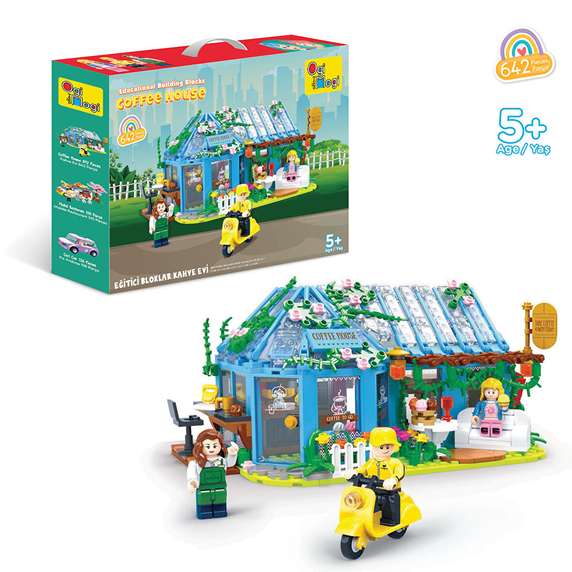 Ogi Mogi Toys Eğitici Bloklar Kahve Evi 642 Parça, Lego Uyumlu Yapı Seti