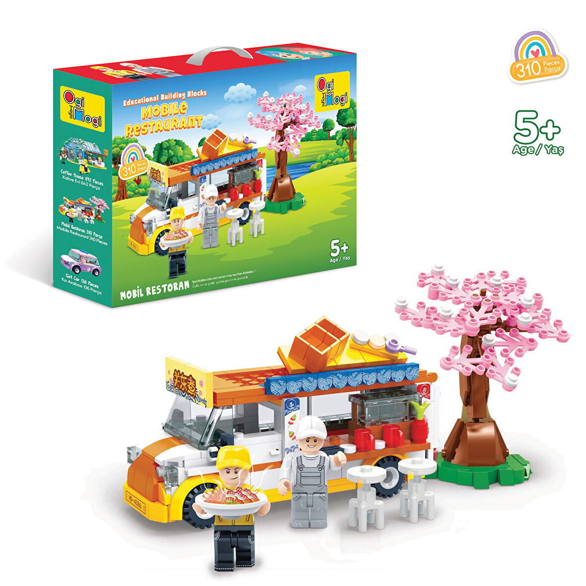 Ogi Mogi Toys Eğitici Bloklar Mobil Restoran 310 Parça, Lego Uyumlu Yapı Seti