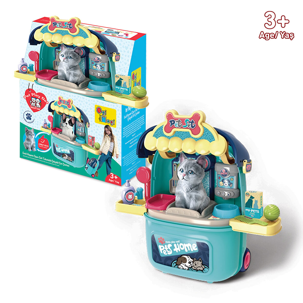 Ogi Mogi Toys Evcil Hayvan Oyun Seti Tekerlekli Çekçekli Sırt Çantası