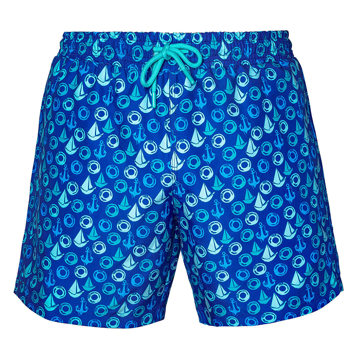 Anemoss Yelken Üç Cepli İçi Fileli Bel Lastik ve Bağlama İpli Erkek Deniz Şortu