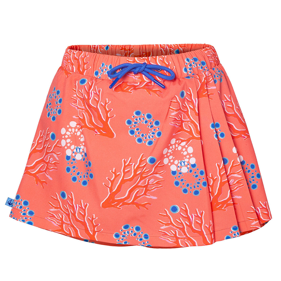 Anemoss Mercan Kadın Şort Etek – Lastikli Bel, Bağcıklı, Pembe Desenli Yazlık Skort
