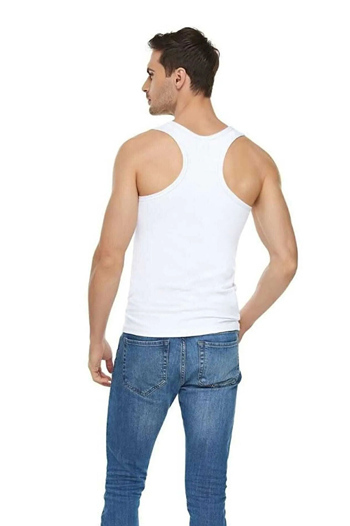 Erkek Beyaz 6 Adet Tutku Pamuklu Spor Atlet 0118