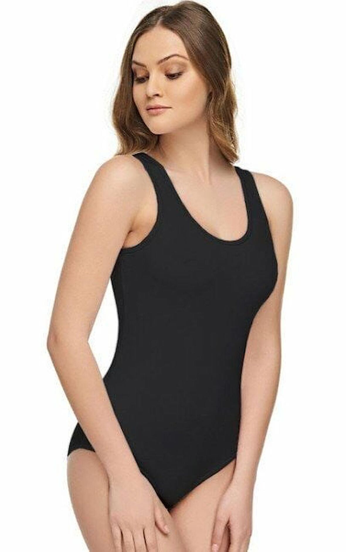 Tutku Elit 2005 Modal Elestan Kadın Geniş Askılı Çıtçıtlı Body (Kancalı)