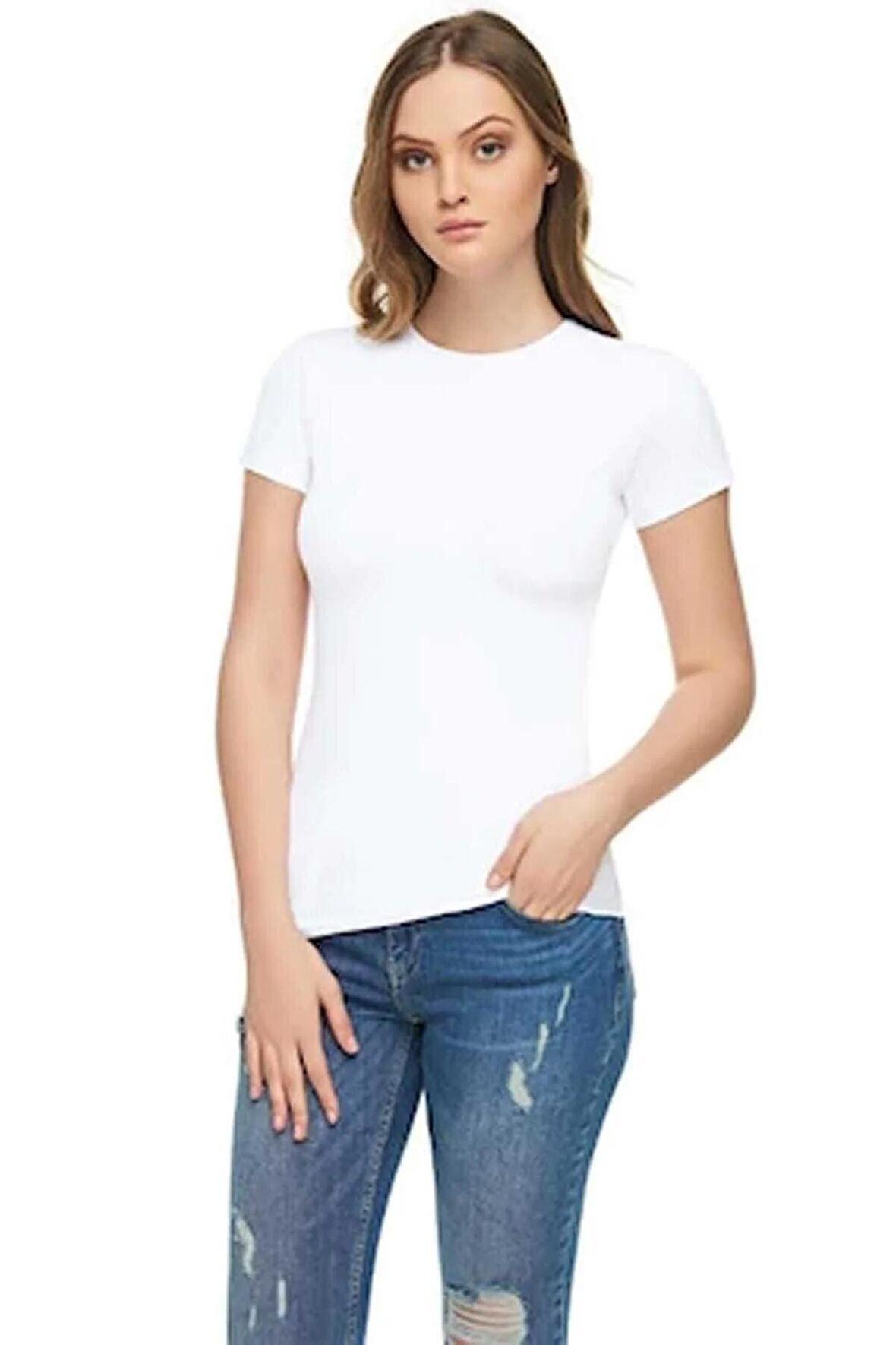 E Kadın Beyaz Elastan Likralı Pamuklu Body Beyaz Xl
