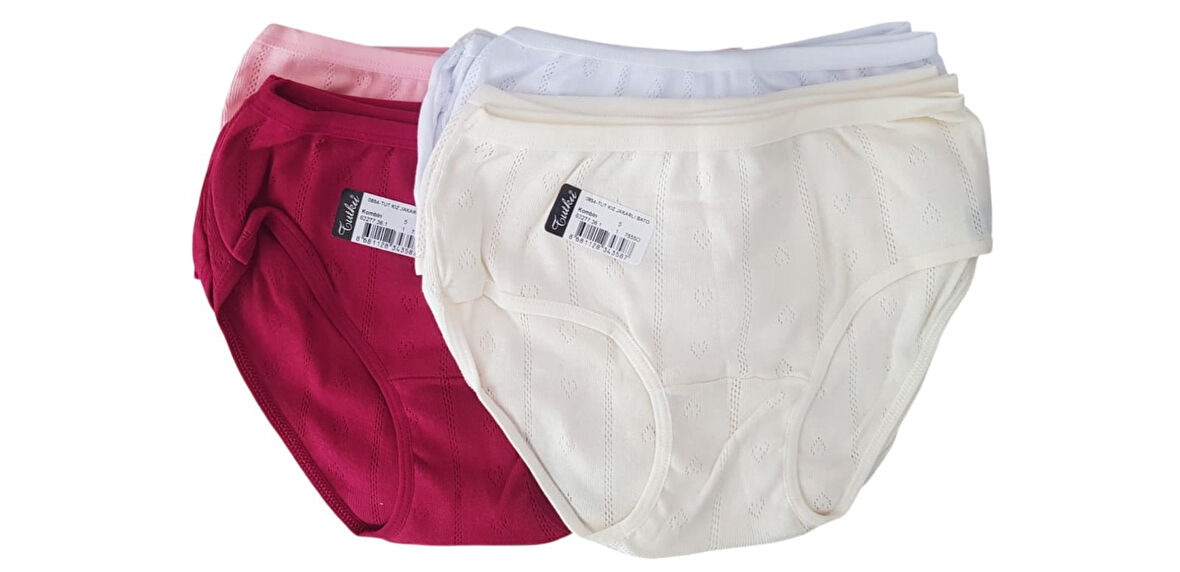 Tutku 0854 Kız Çocuk Jakarlı Bato-Slip-Külot - 12'li Kombin