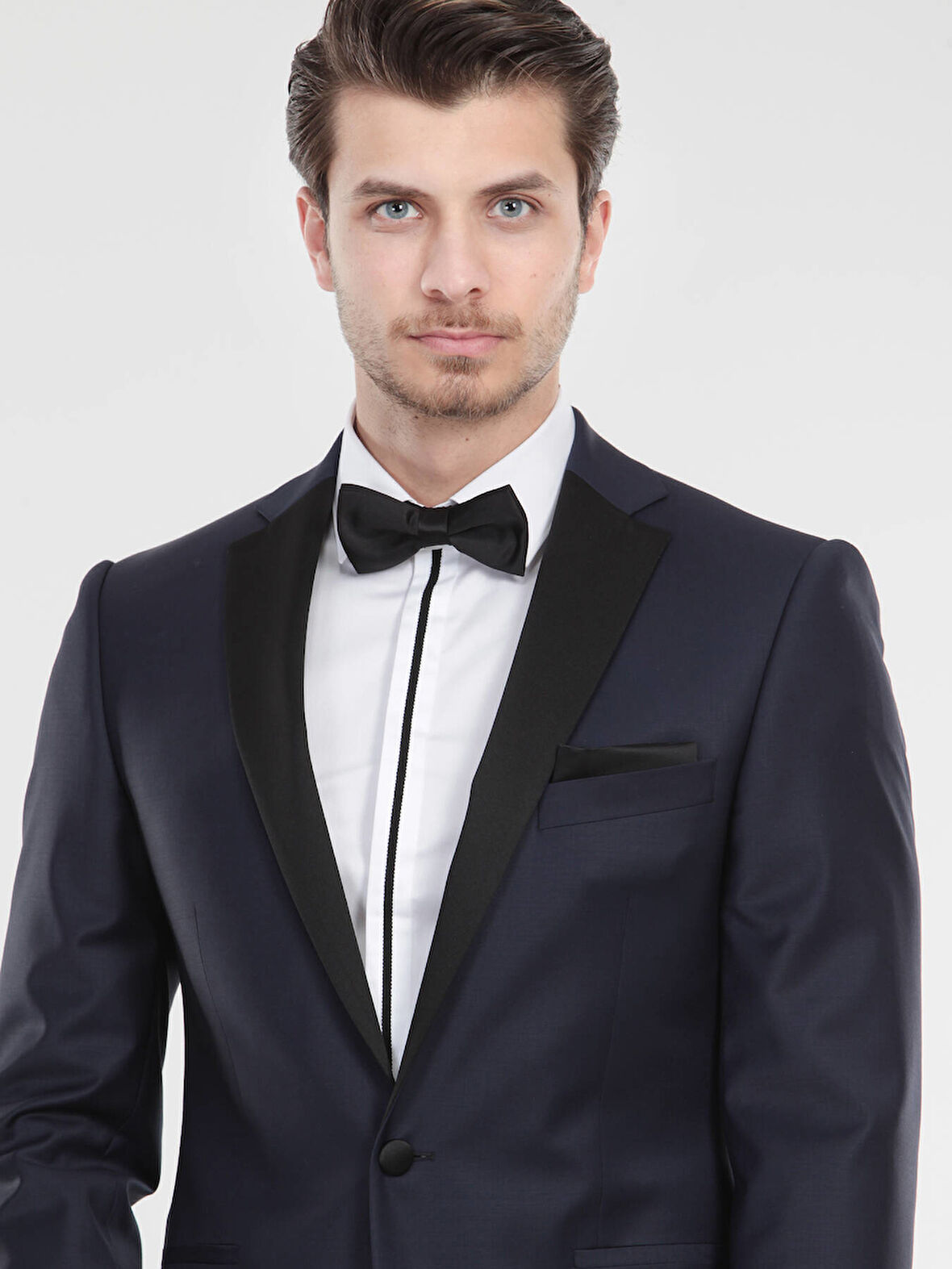 Saks Düz Slim Fit Kelebek Yaka Dokuma Smokin Takım Elbise