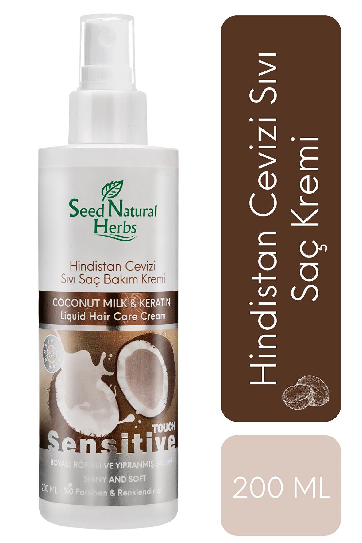 Hindistan Cevizi & Keratin Sıvı Saç Bakım Kremi Boyalı - Röfleli - Yıpranmış Saçlara İçin 200 ML