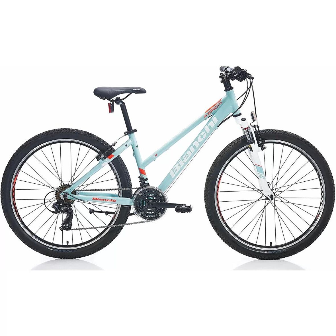 Bianchi Aspid 25 24 Jant 21 Vites 33 Cm V Fren Dağ Bisikleti - Açık Mavi-Beyaz -Mercan