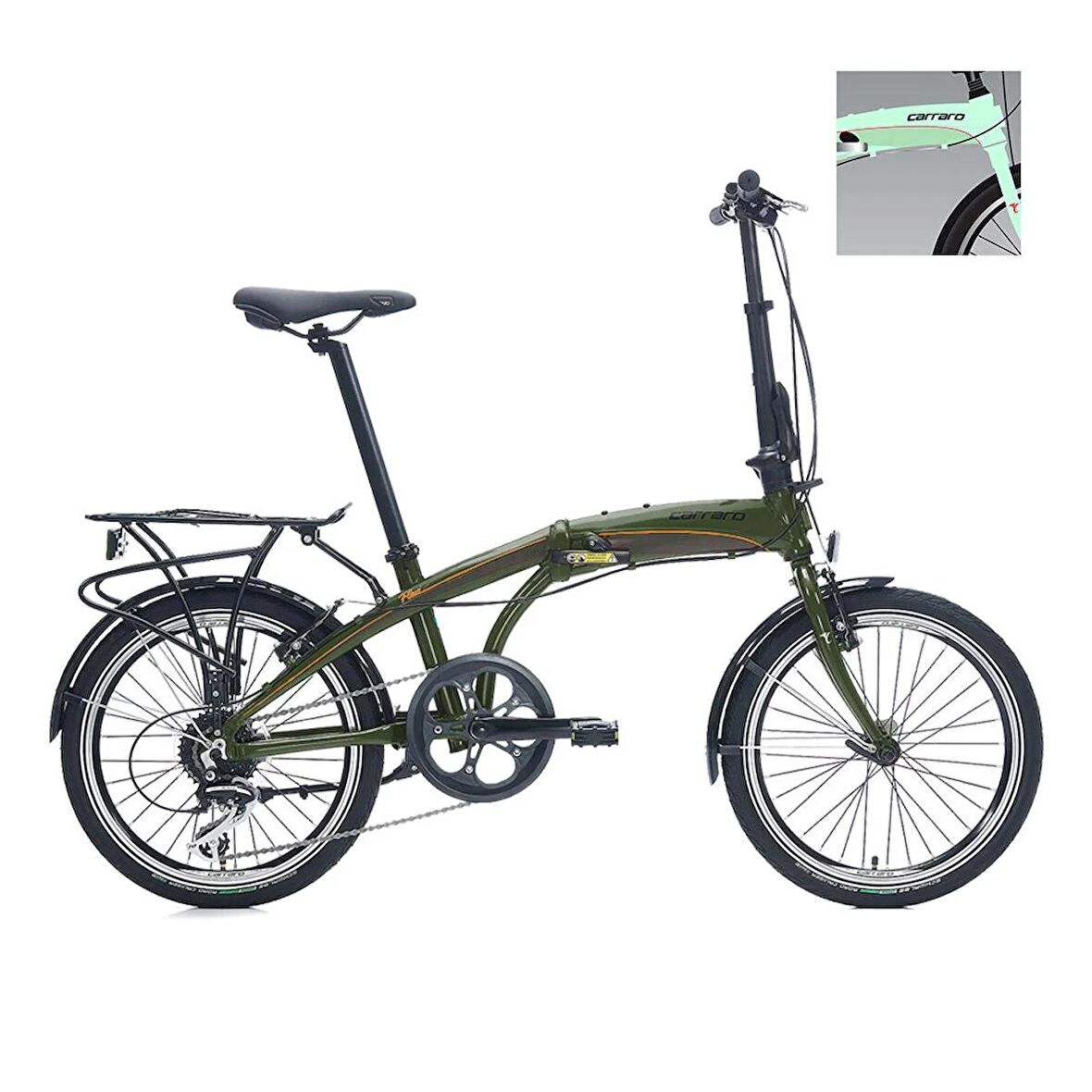 Carraro Flexi 108 20 jant Katlanabilir Bisiklet (Açık Yeşil Siyah Kırmızı)