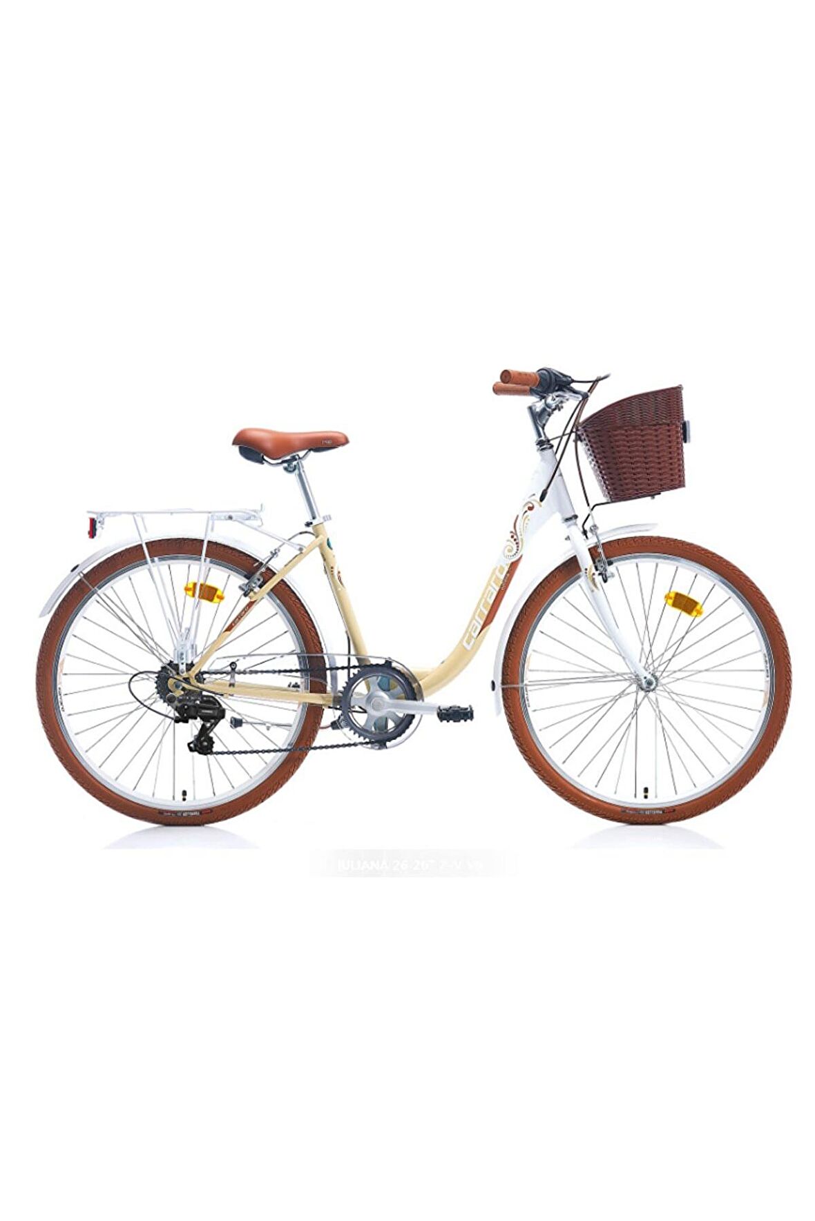 Carraro Julıana 24 Jant 7 Vites 43 Cm V-Fren Şehir Bisikleti-Beyaz-Bej-Kahverengi