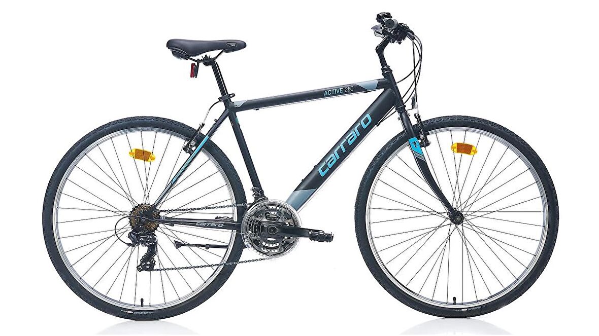 Carraro Active 280 28 Jant 21 Vites 49 Cm V-Fren Şehir Bisikleti- Mat Siyah - Koyu Gri - Mavi