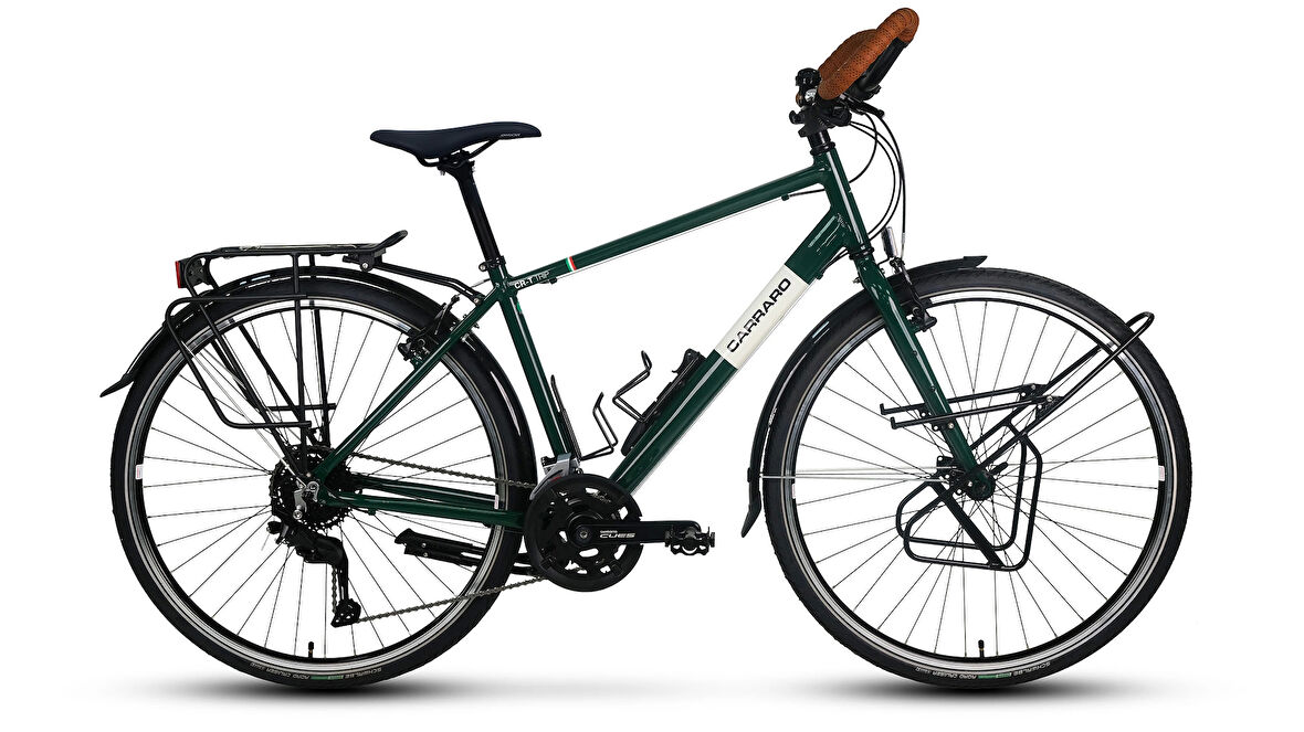 Carraro CR-T Trip V Fren Cues 18 Vites 28 Jant Özel Seri Bisiklet Koyu Yeşil Beyaz 58 Kadro