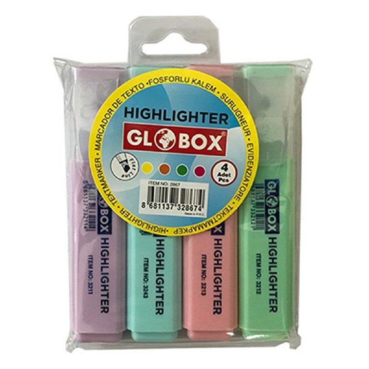 GLOBOX HİGHLİGHTER KALEM SETİ 4 RENK 3230 PASTEL