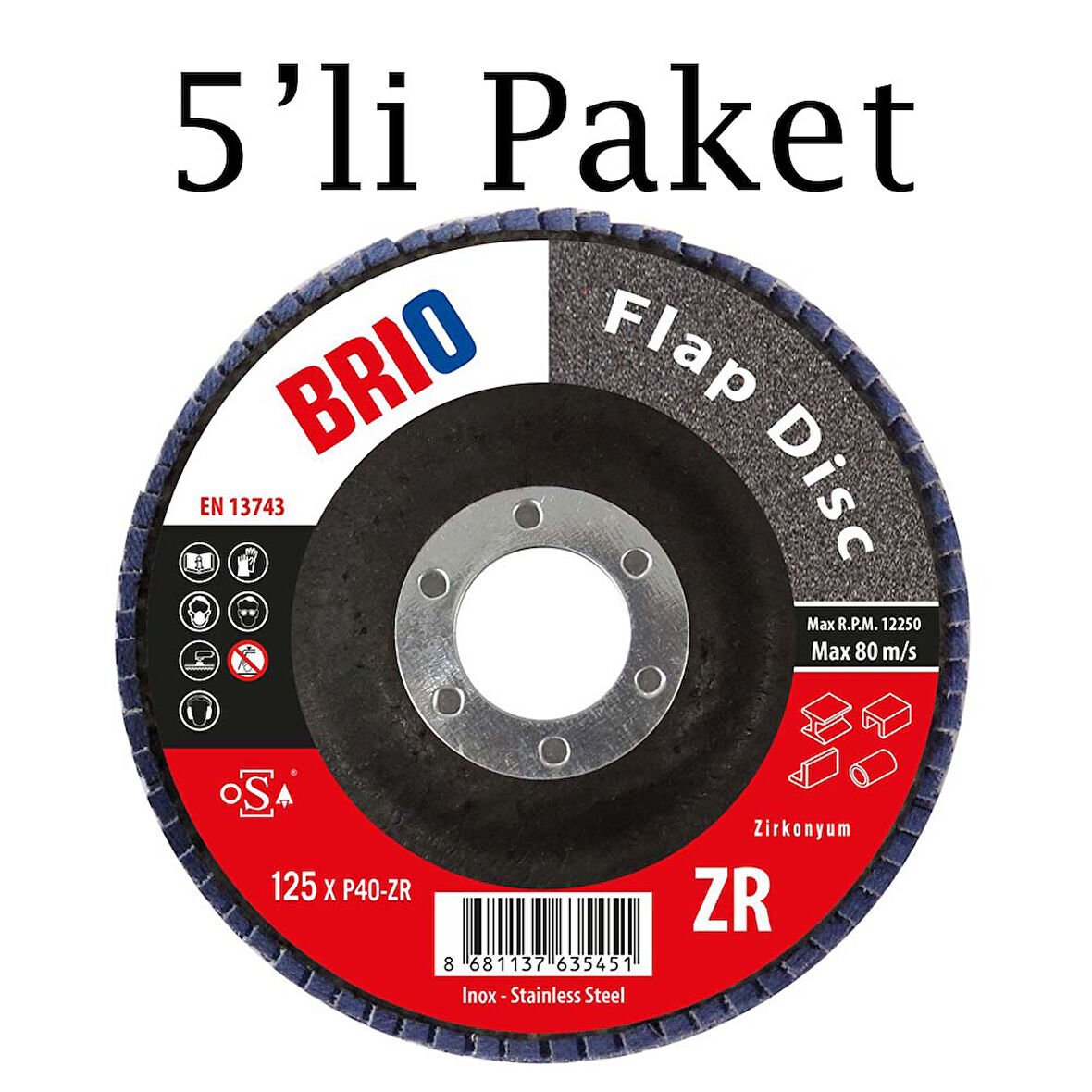 Brio Flap Disk 125XP40 Zr 5'li Paket