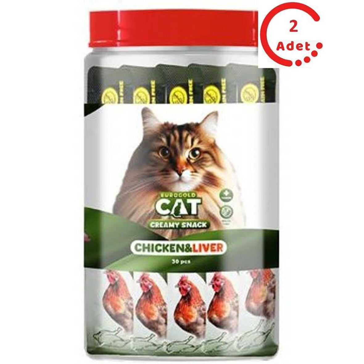 EuroGold Cat Sıvı Kedi Ödülü Tavuk - Ciğer 30x15Gr x 2 Adet