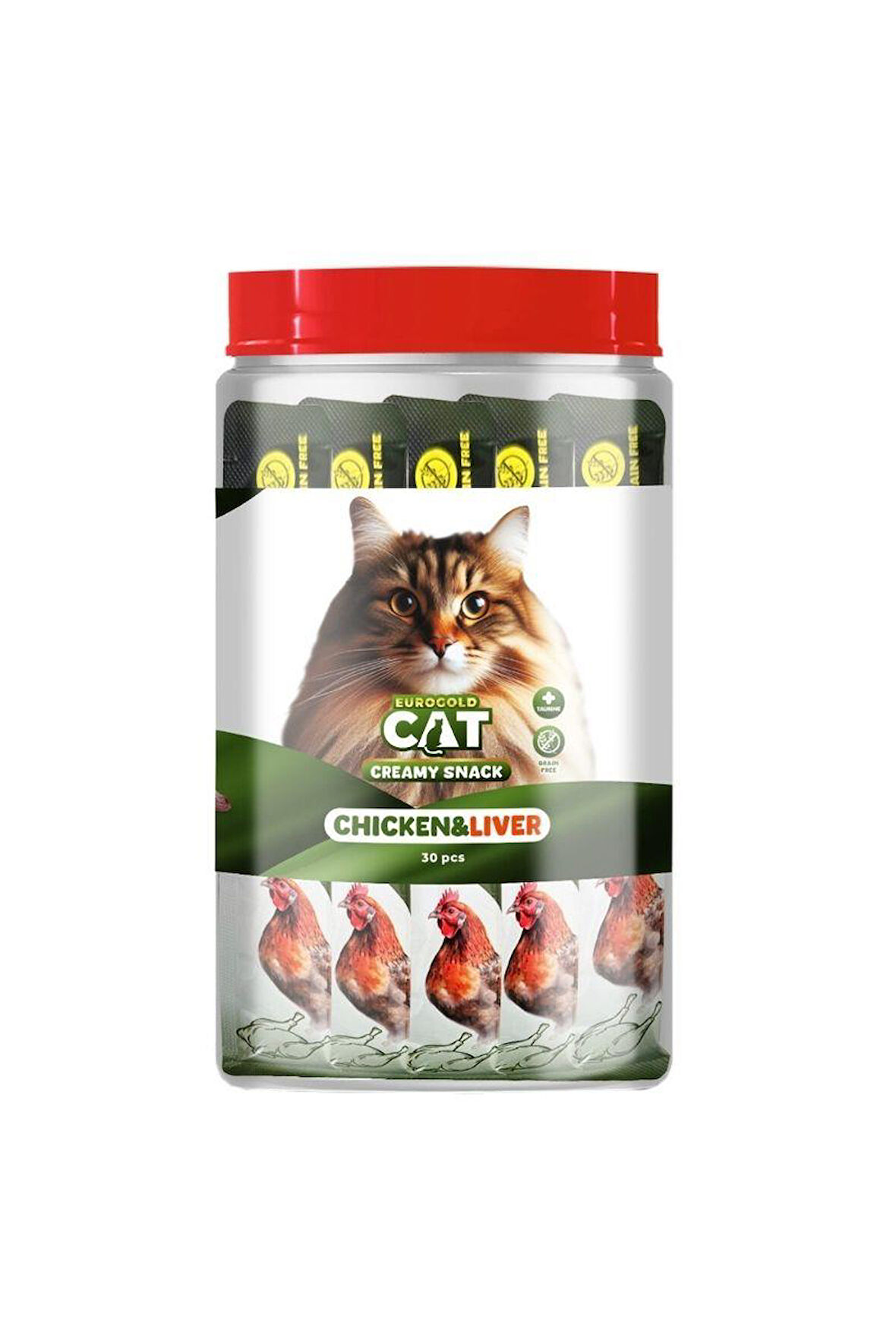 EuroGold Cat Creamy Tavuk - Ciğer Sıvı Kedi Ödül Maması  30x15Gr