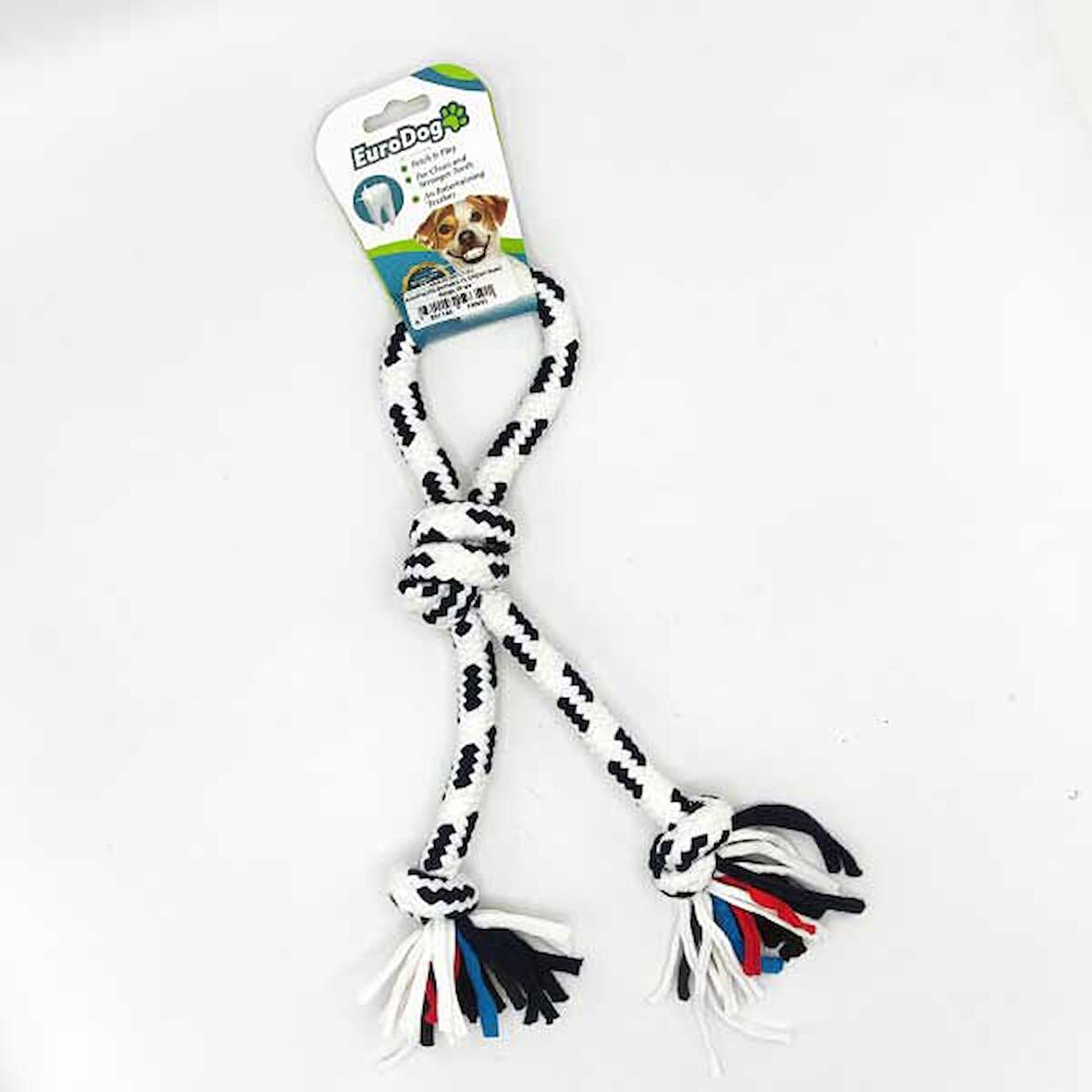 EuroDog Diş İpi Halka Üç Düğüm Siyah Beyaz 30 cm